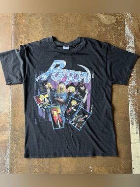 Vintage 1980s Poison Open Up and Say Ahh Black Single Stitch Concert Tee 90s L